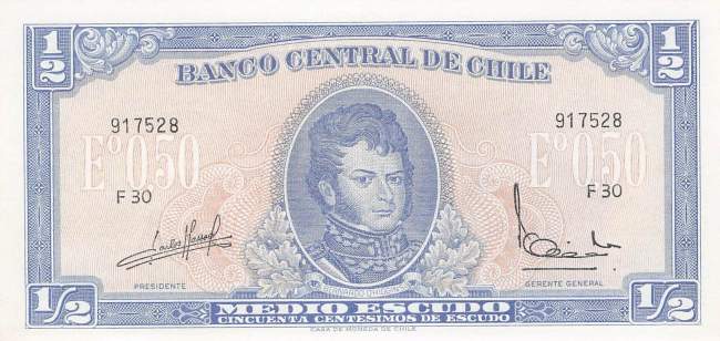 1/2 Escudo Chile p134A a2